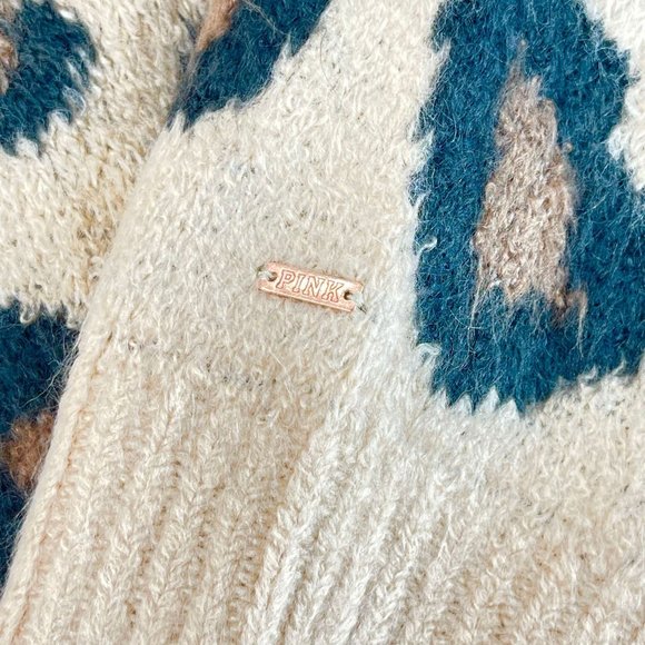 NWT PINK Victorias Secret Womens S V-Neck Crop Animal Print Long Sleeve Sweater - Picture 4 of 12